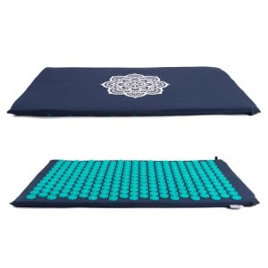 Tapis à Clous Bleu Lotus Shakti en Coton avec Mandela