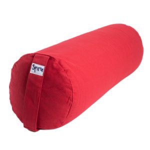 Traversin de Yoga Rouge Rond en Coton - uni - 59 x 21,5 cm