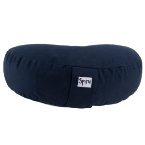 Coussin de Méditation Bleu Foncé - Croissant de Lune en Coton - 40 x 20 cm