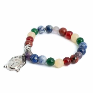 Bracelet en Pierres Précieuses 7 Chakras avec Breloque Bouddha - 8 mm