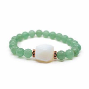 Bracelet Pierres Précieuses Aventurine Verte et Opaline