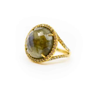 Bague Pierre Précieuse Labradorite | Argent 925 « Reflet » et Plaqué Or