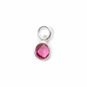 Pendentif Pierre de Naissance Octobre Tourmaline Rose Argent 925 (6 mm)