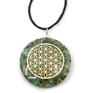 Pendentif Orgonite / Jade Fleur de Vie - Rond