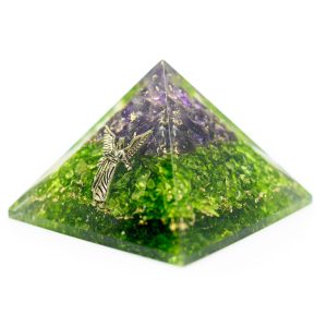 Pyramide Orgonite / Améthyste / Péridot - Ange Raphaël - (40 mm)