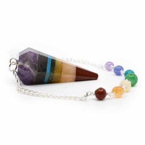 Pendule Pierres Précieuses Chakras avec Petites Perles