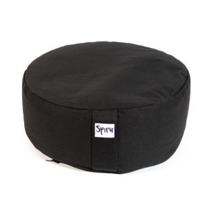 Coussin de Méditation Noir Spiru Rond en Coton - 36 x 15 cm