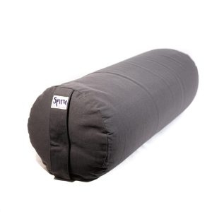 Traversin de Yoga Anthracite Rond en Coton - Uni - 59 x 21,5 cm