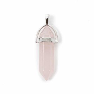 Pendentif Quartz Rose Double Papillon