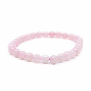 Bracelet de Pierre Précieuse Quartz Rose (18 cm / Perles de 6 mm)