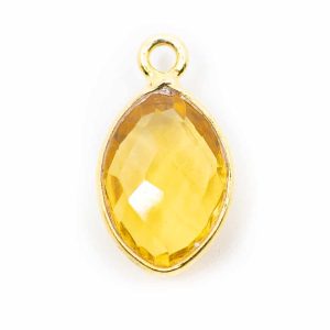 Pendentif Pierre de Naissance Novembre Citrine - Argent 925 et Plaqué Or (12 mm)