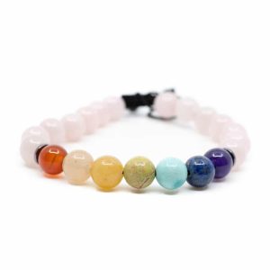 Bracelet Pierre Précieuse Quartz Rose 7 Chakras