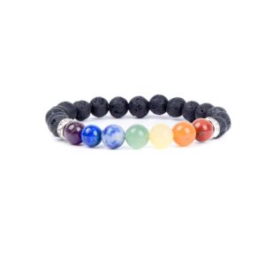 Bracelet Roche de Lave et Pierres de Chakras