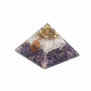 Pyramide Orgonite / Améthyste / Sélénite (70 mm)