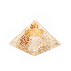 Pyramide Orgonite / Cristal de Roche - Fleur de vie (70 mm)