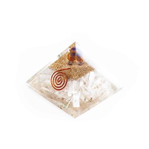 Pyramide Orgonite Sélénite / Améthyste (70 mm)