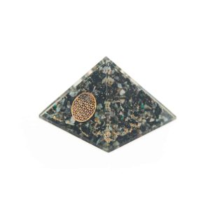 Pyramide Orgonite / Chrysocolle - Fleur de vie (70 mm)