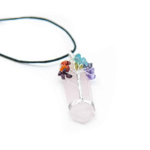 Pendentif Quartz Rose - Arbre de Vie Chakras