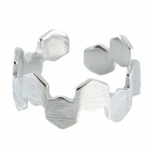 Bague Hexagones Cuivre Argenté - Réglable