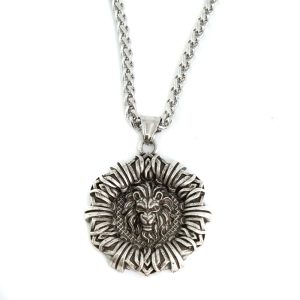 Pendentif Tête de Lion en Métal - 40 mm