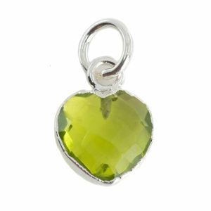 Pendentif Péridot Coeur - Argent Plaqué - 10 mm