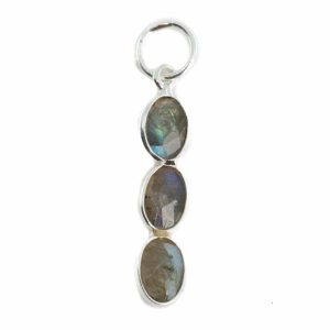 Pendentif 3 Pierres Labradorite - Argent - 20 x 4 mm