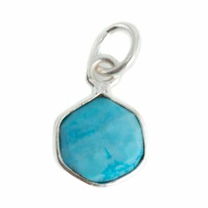 Pendentif Hexagone Turquoise - 8 mm