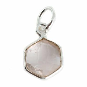 Pendentif Quartz Rose Hexagone - 8 mm