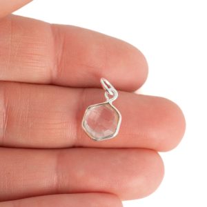 Pendentif Quartz Rose Hexagone - 8 mm