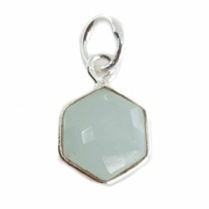 Pendentif Aigue-Marine Hexagone - Argent - 8 mm