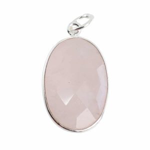 Pendentif Quartz Rose - Argent 925 - Forme Ovale (20 mm)