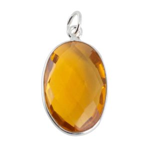 Pendentif Citrine - Argent 925 - Forme Ovale (20 mm)