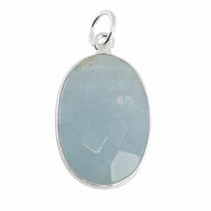 Pendentif Aigue-Marine - Argent 925 - Forme Ovale (20 mm)