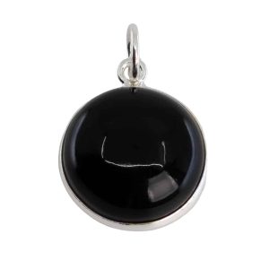 Pendentif Onyx Noir - Argent 925 - Forme Ronde (15 mm)