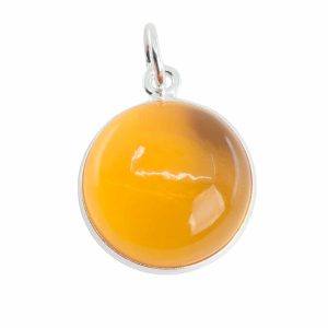 Pendentif Citrine - Argent 925 - Rond (15 mm)