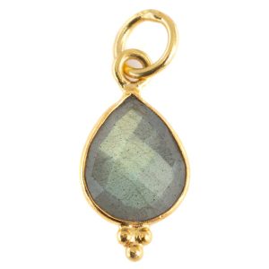 Pendentif Pierre Précieuse Labradorite - Argent 925 et Plaqué Or - 10 mm