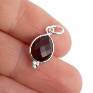 Pendentif Pierre de Naissance Janvier Grenat - Argent 925 - 10 mm