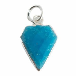 Pendentif Turquoise en Forme de Diamant - Argent Plaqué - 15 x 12 mm