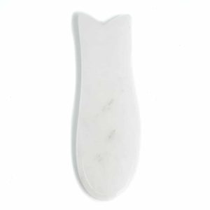 Grattoir Guasha Jade Blanc en Forme de Poisson - 95 mm