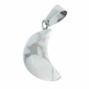 Pendentif Pierre Précieuse Howlite Lune