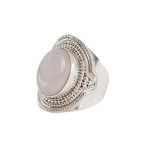 Bague Quartz Rose et Argent 925 « Elare » (Taille 17)