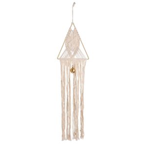 Macramé Fabriqué à la Main / Triangle Astrologique avec Cloches (80 cm)