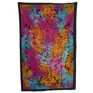 Tapisserie Authentique Main Hamsa en Coton - Multicolore (215 x 135 cm)