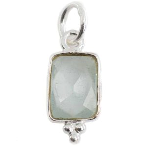 Pendentif Aigue-Marine Rectangle - Argent - 8 mm