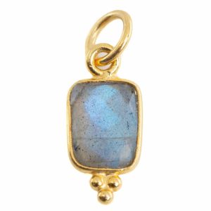 Pendentif Labradorite Rectangle - Argent et Plaqué Or - 8 mm