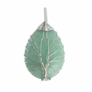 Pendentif Aventurine Verte - Arbre de vie  (4 cm)