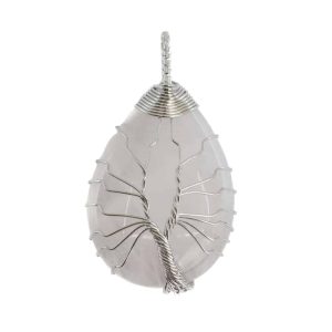 Pendentif Quartz Rose - Arbre de Vie  (4 cm)