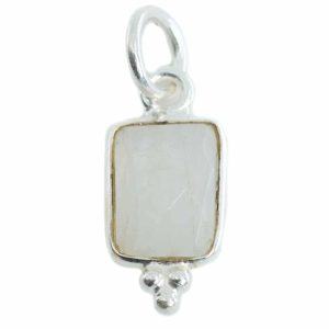 Pendentif Pierre de Lune Arc-en-Ciel Rectangle - Argent - 8 mm