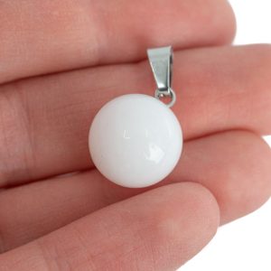 Pendentif Sphérique Jade Blanc