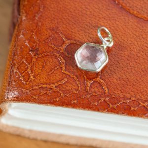 Pendentif Quartz Rose Hexagone - 8 mm